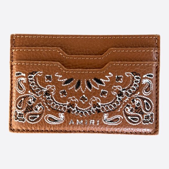 Amiri Brown & Bandana Embroidered Leather Cardholder - Picture 2 of 2